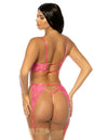 Oh la la Cheri Aphrodite Lace Keyhole Bralette Garters G-String Bra Set Raspberry-Rebel Romance