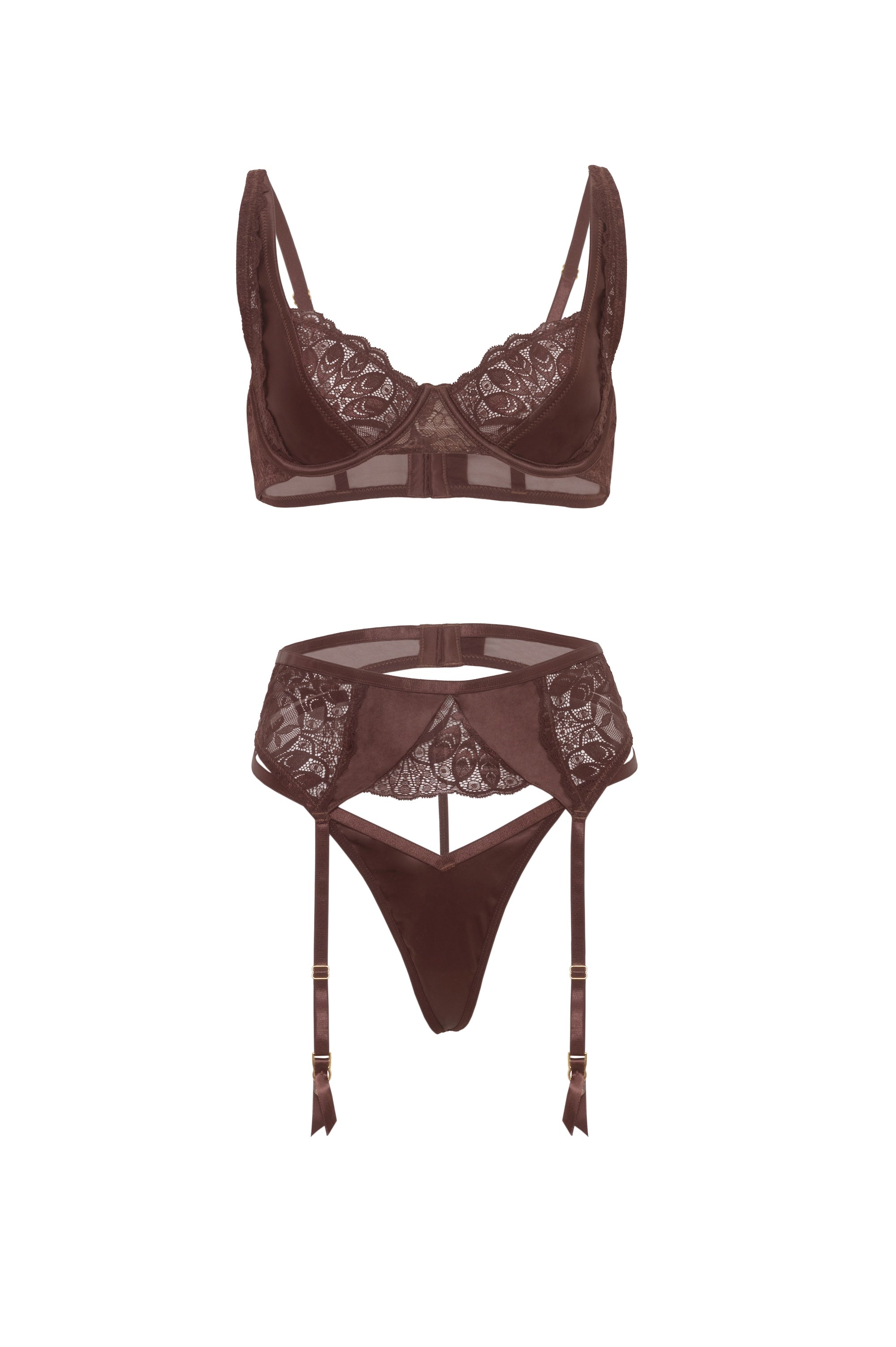 Adeline Lace and Satin Bra Set