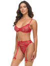 Mariah Sheer Gartered Bra Set Red Bows