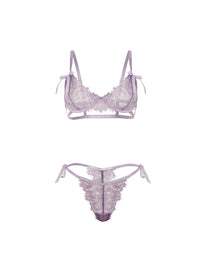 Dahlyia Unlined Cups Underwire Bra Set Purple Haze