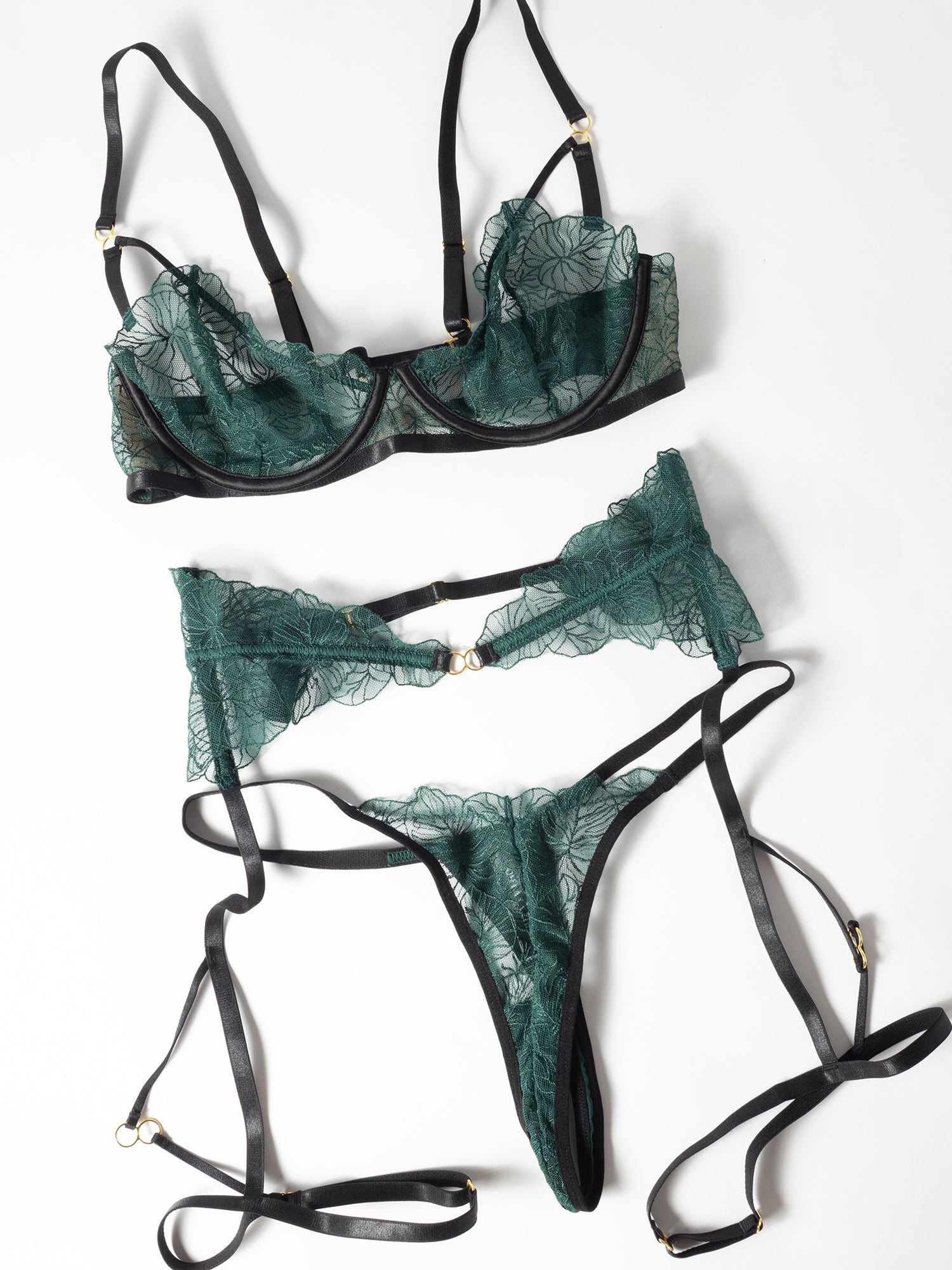 Anita See Through Embroidery Lace Bra Set
