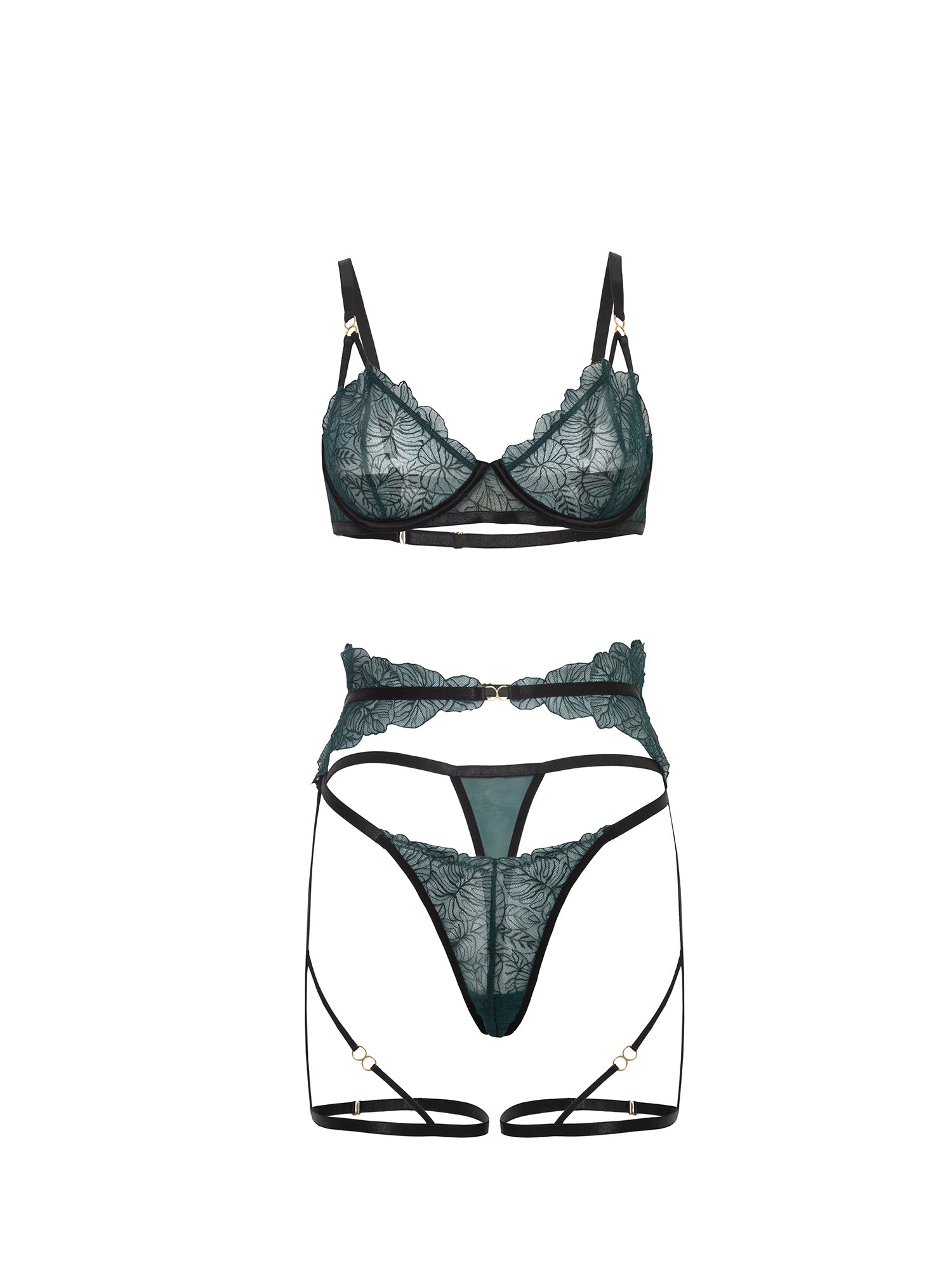 Anita See Through Embroidery Lace Bra Set