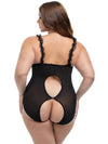 Curvy Amber Open Cup Teddy Black Lace