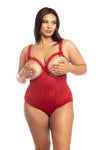Curvy Amber Open Cup Teddy Red Lace