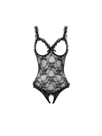 Curvy Amber Open Cup Teddy Black Lace
