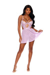 Elegant Moments Spring Mesh Lace Caged Underwire Babydoll Orchid Bloom