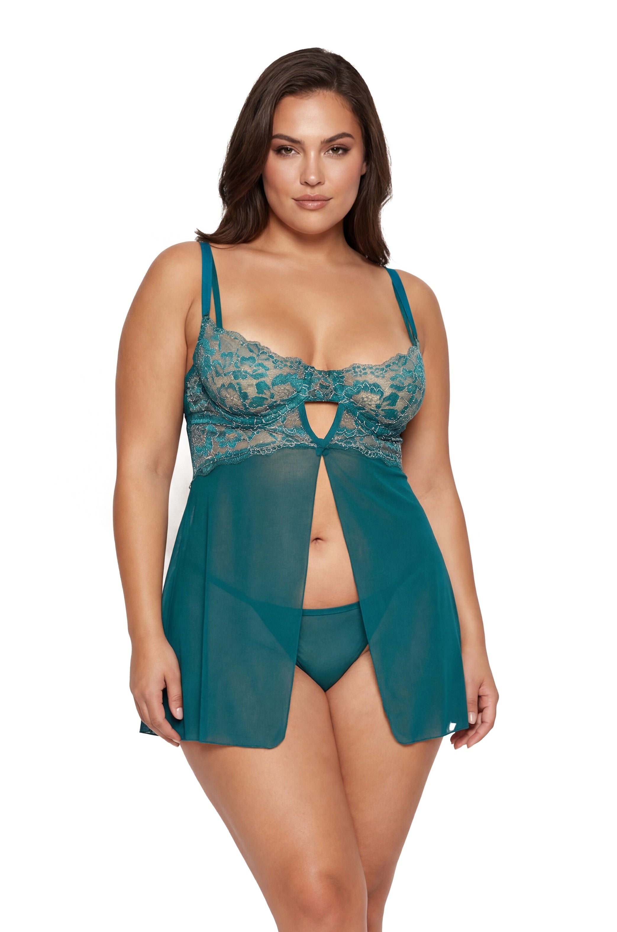 Escante Lurex Emerald & Gold Flyaway Babydoll