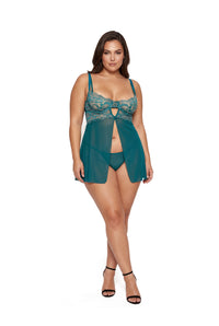 Escante Lurex Emerald & Gold Flyaway Babydoll