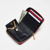 Hammitt 5 North Wallet Black/Brushed Gold Red Zip-Rebel Romance
