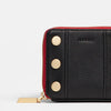 Hammitt 5 North Wallet Black/Brushed Gold Red Zip-Rebel Romance
