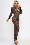 Leilani Bodystocking Black Leopard Pattern