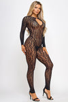 Leilani Bodystocking Black Leopard Pattern