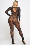Leilani Bodystocking Black Leopard Pattern