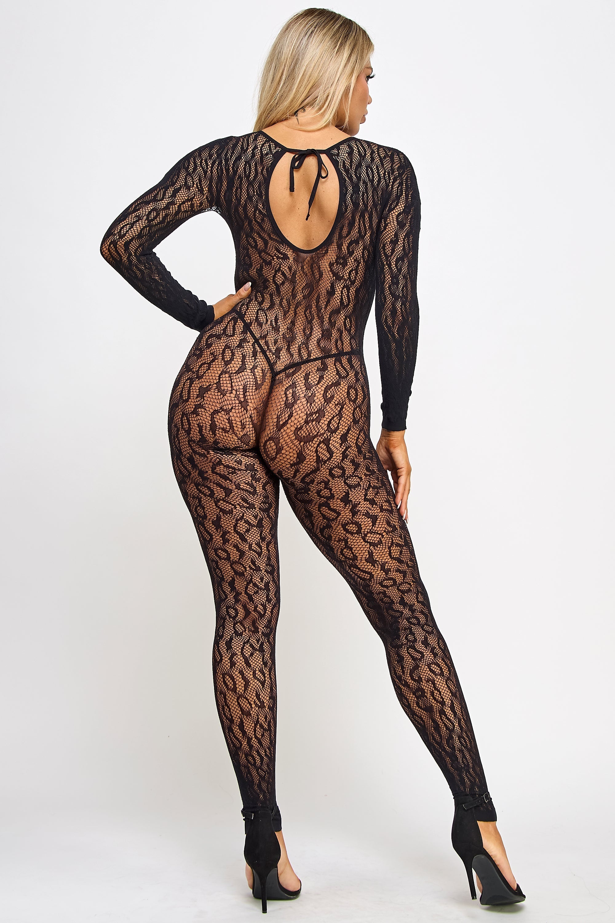 Leilani Bodystocking Black Leopard Pattern