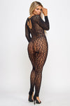Leilani Bodystocking Black Leopard Pattern