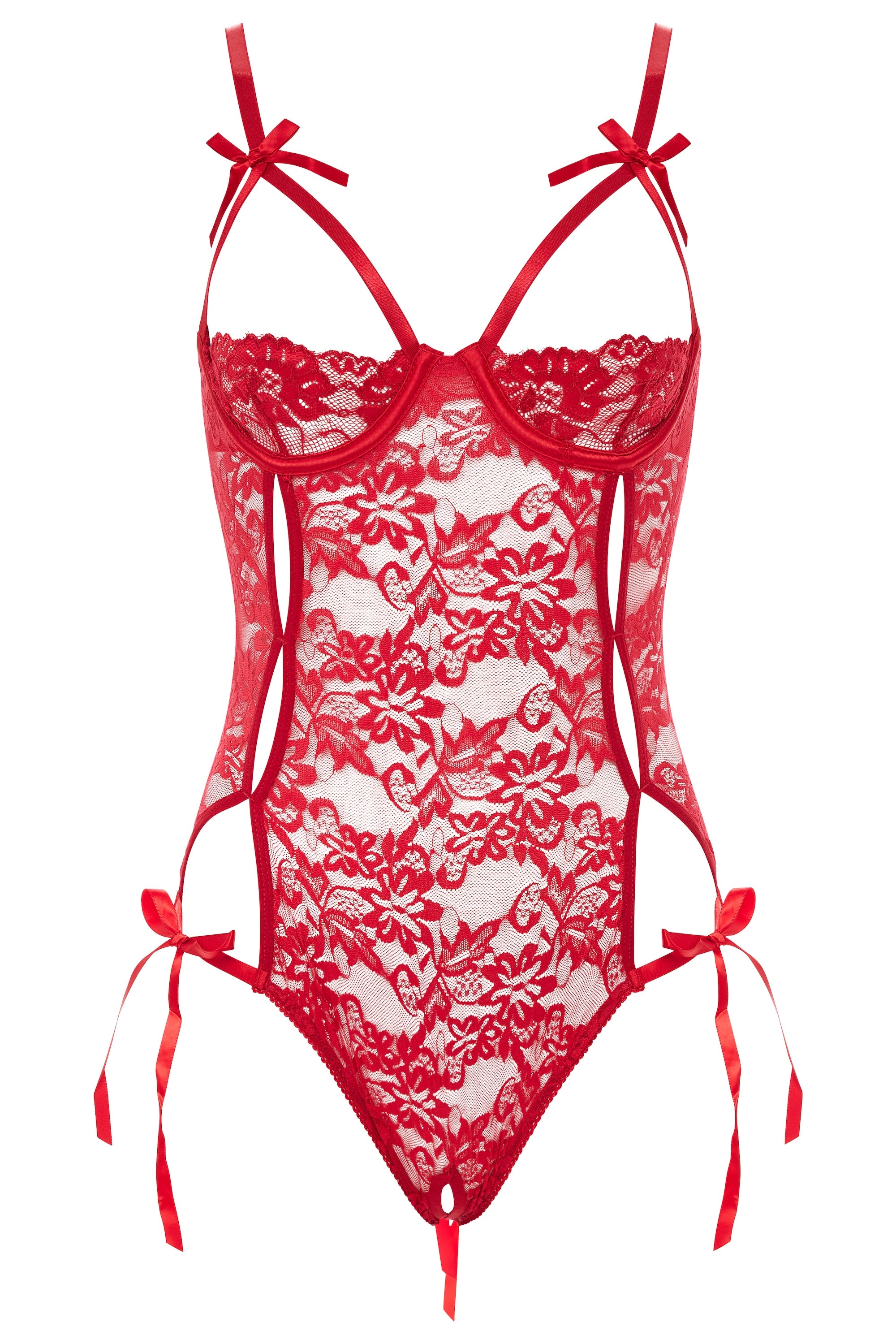 Zara Lace Open Cups Crotchless Teddy