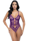 Carmen Lace Crotchless Teddy Imperial Purple