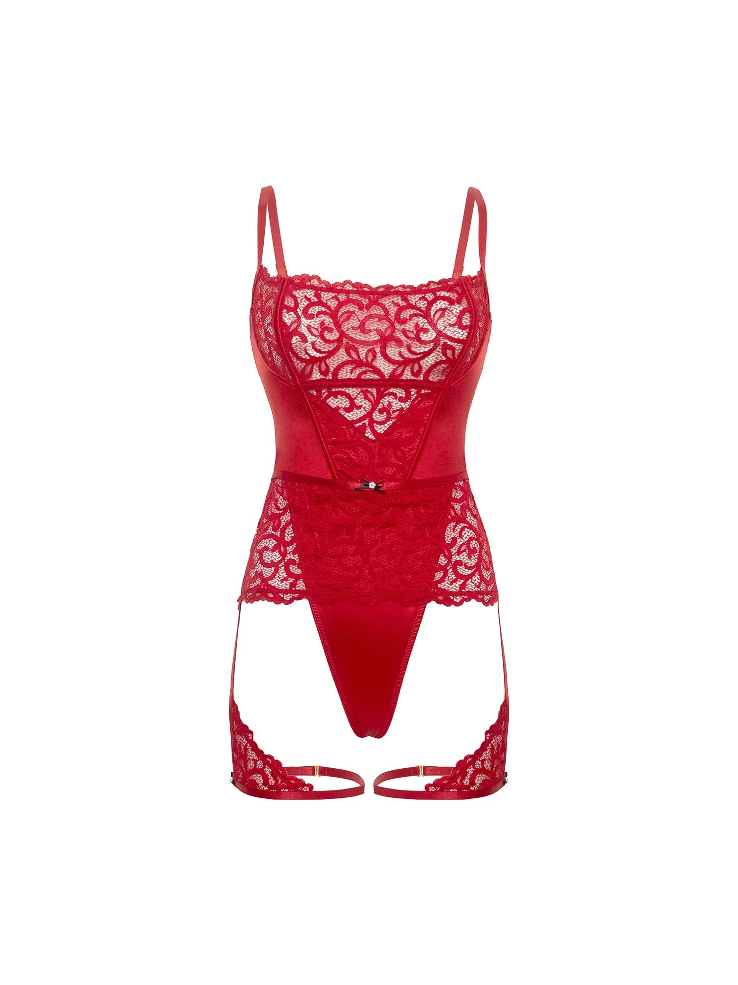 Candice Satin & Lace Teddy Red