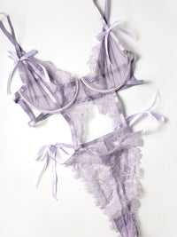Dahlyia Unlined Underwire Lace Teddy Purple Haze