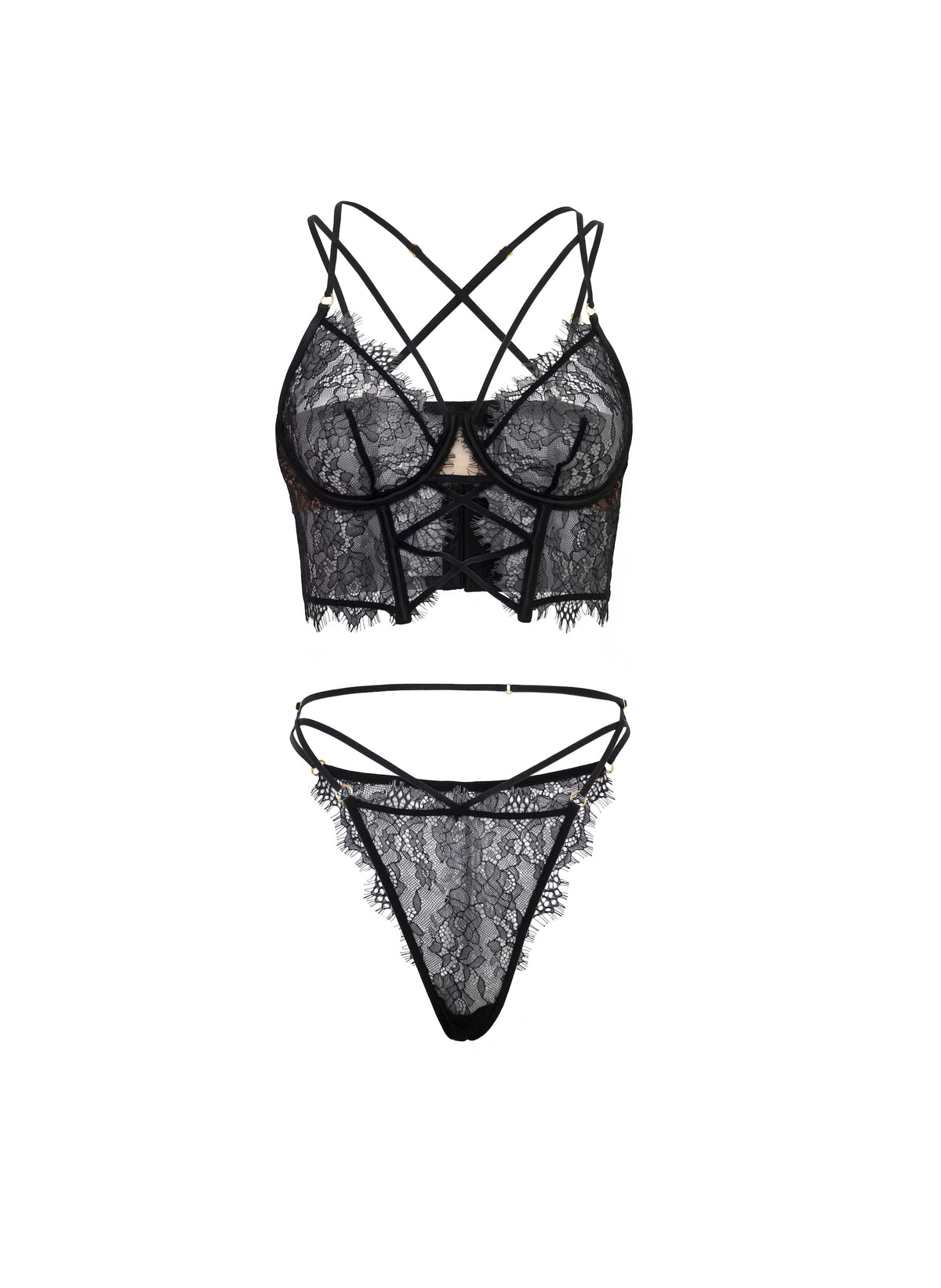 Indie Lace Bustier Bra Set