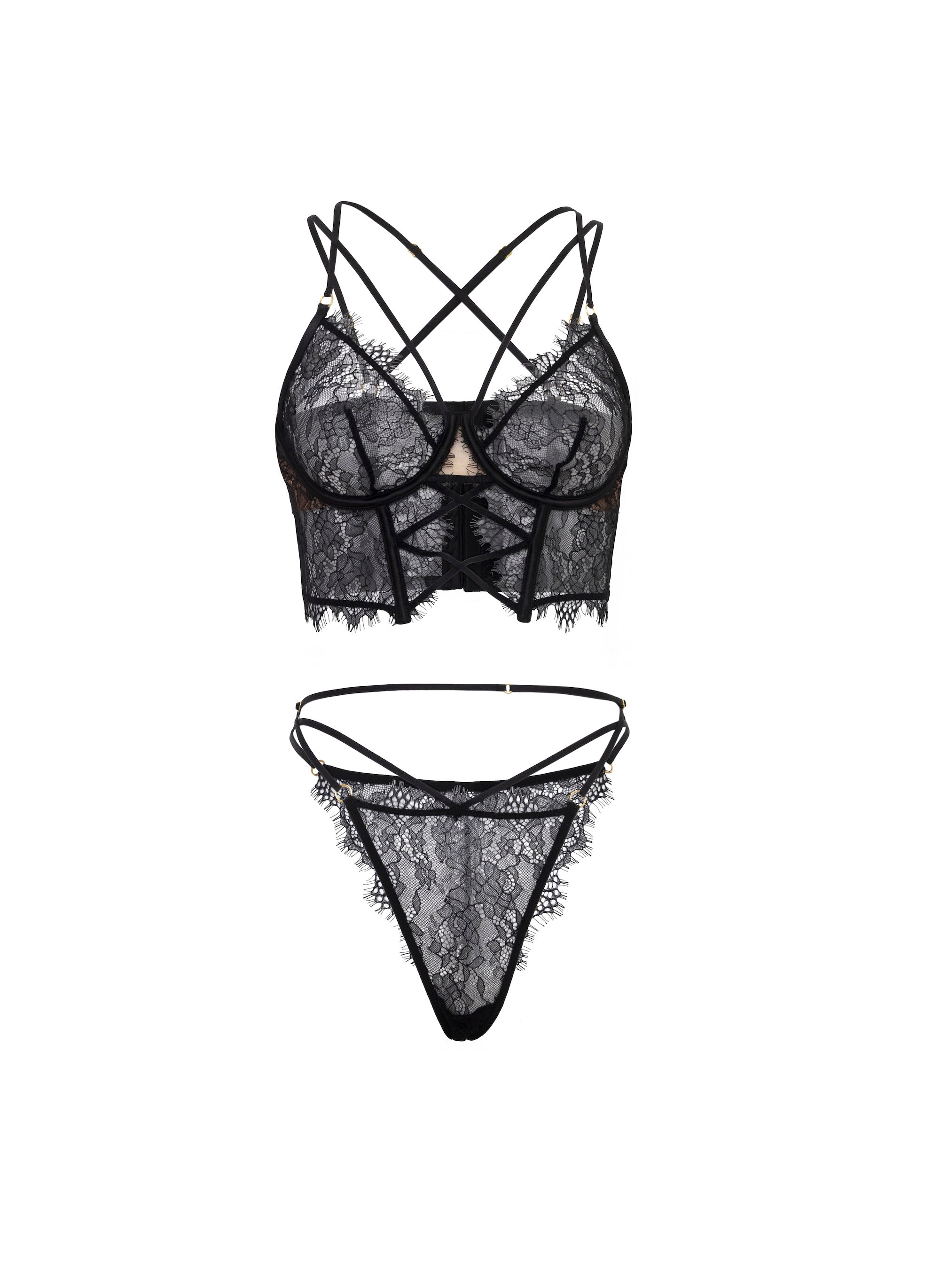 Indie Lace Bustier Bra Set