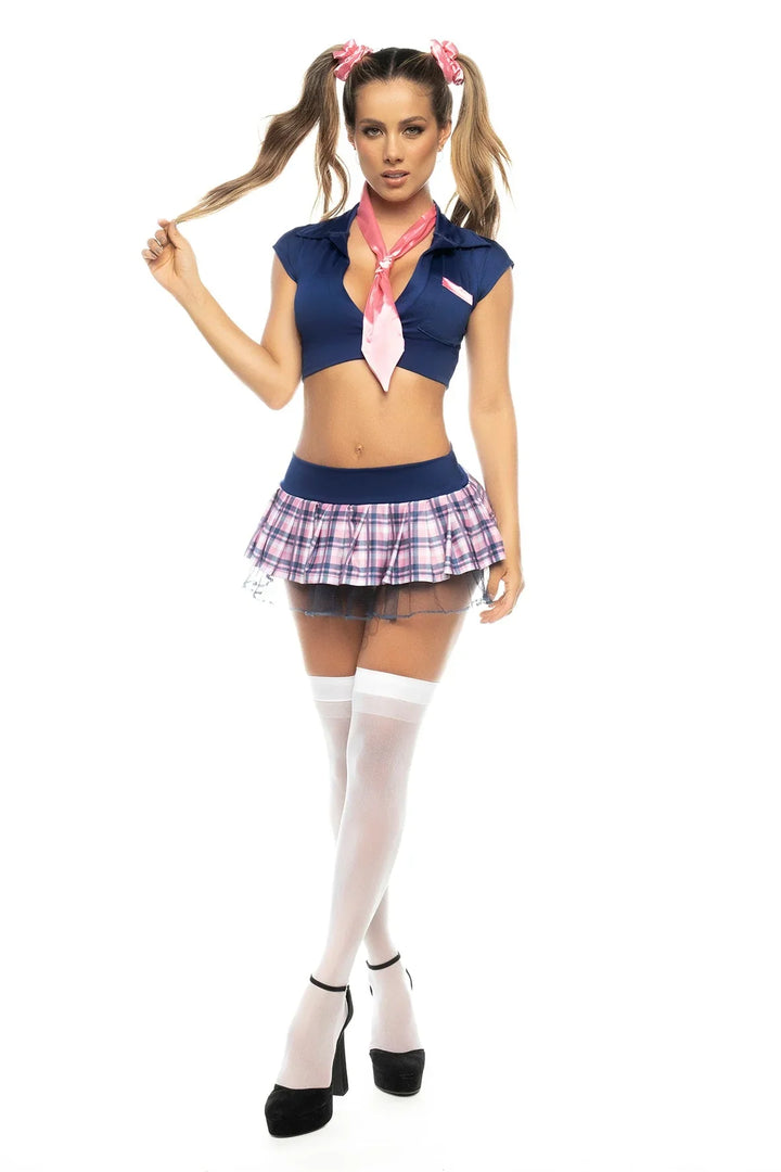 Mapale Sultry School Girl Costume Blue/Pink-Rebel Romance