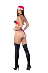 Sexy Mrs. Claus Santa Lingerie Costume Underwire Open Cups Bra Set Red