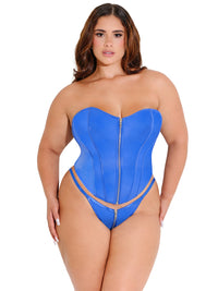 Oh la la Cheri Rider Bustier Bra Set Zipper Front Vinyl