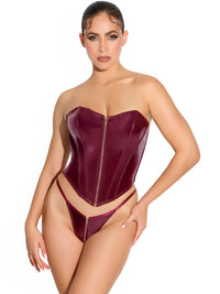 Oh la la Cheri Rider Bustier Bra Set Zipper Front Vinyl