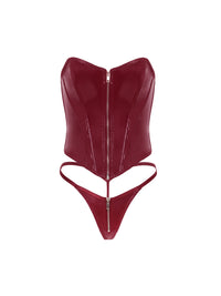 Oh la la Cheri Rider Bustier Bra Set Zipper Front Vinyl