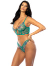 Oh la la Cheri Evelyn Spring Floral Embroidered Bustier Bra Set Green-Rebel Romance