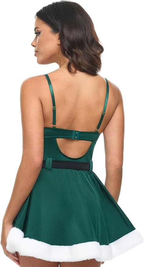 Holiday Vixen Christmas Padded Cups Babydoll Dress