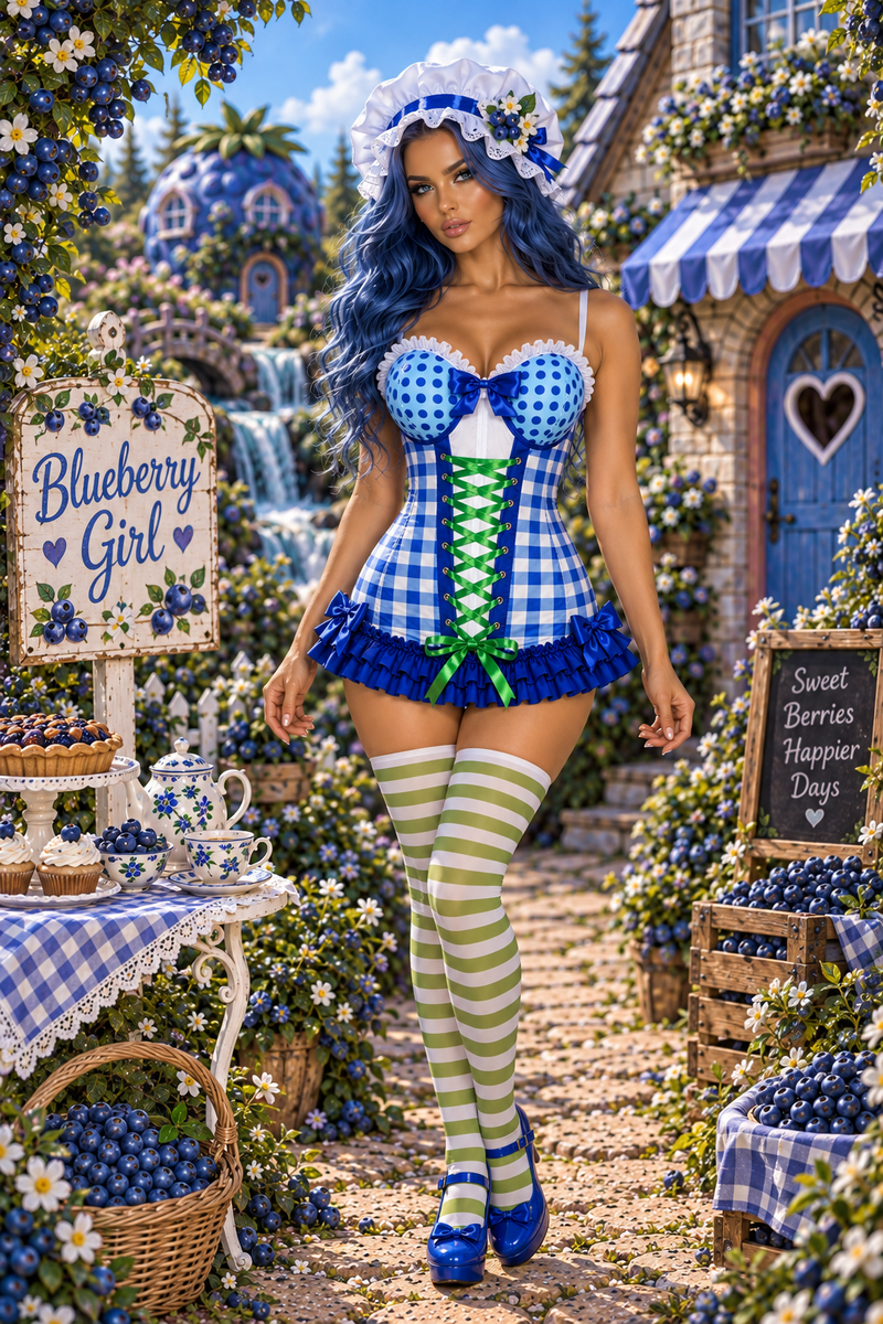 Lavish Blueberry Ruffle Sweetheart Bustier Corset