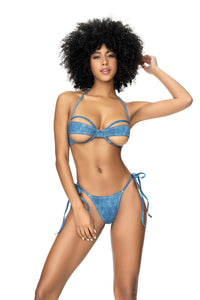 Mapale Swimwear Y2K Cut-Out Two Piece Bikini Set Blue Chambray-Rebel Romance