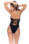 Mapale One Piece Swimsuit Lace Up Back Black-Rebel Romance