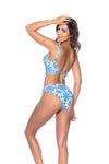 Mapale Two Piece Swimsuit Cami Bikini Set Blue Eyelet Print-Rebel Romance