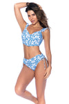 Mapale Two Piece Swimsuit Cami Bikini Set Blue Eyelet Print-Rebel Romance