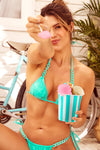 Mapale Two Piece Swimsuit Triangle Bikini Set Glossy Turquoise-Rebel Romance