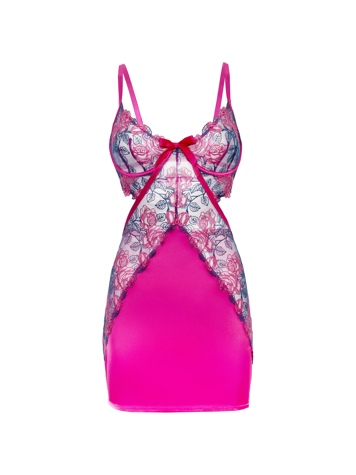 Rosie Floral Rose Embroidery Underwire Babydoll