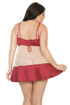 Coquette Diva Gorgeous Satin Underwire Babydoll and G-String Set Merlot Red-Rebel Romance