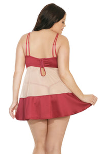 Coquette Diva Gorgeous Satin Underwire Babydoll and G-String Set Merlot Red-Rebel Romance