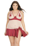 Coquette Diva Gorgeous Satin Underwire Babydoll and G-String Set Merlot Red-Rebel Romance