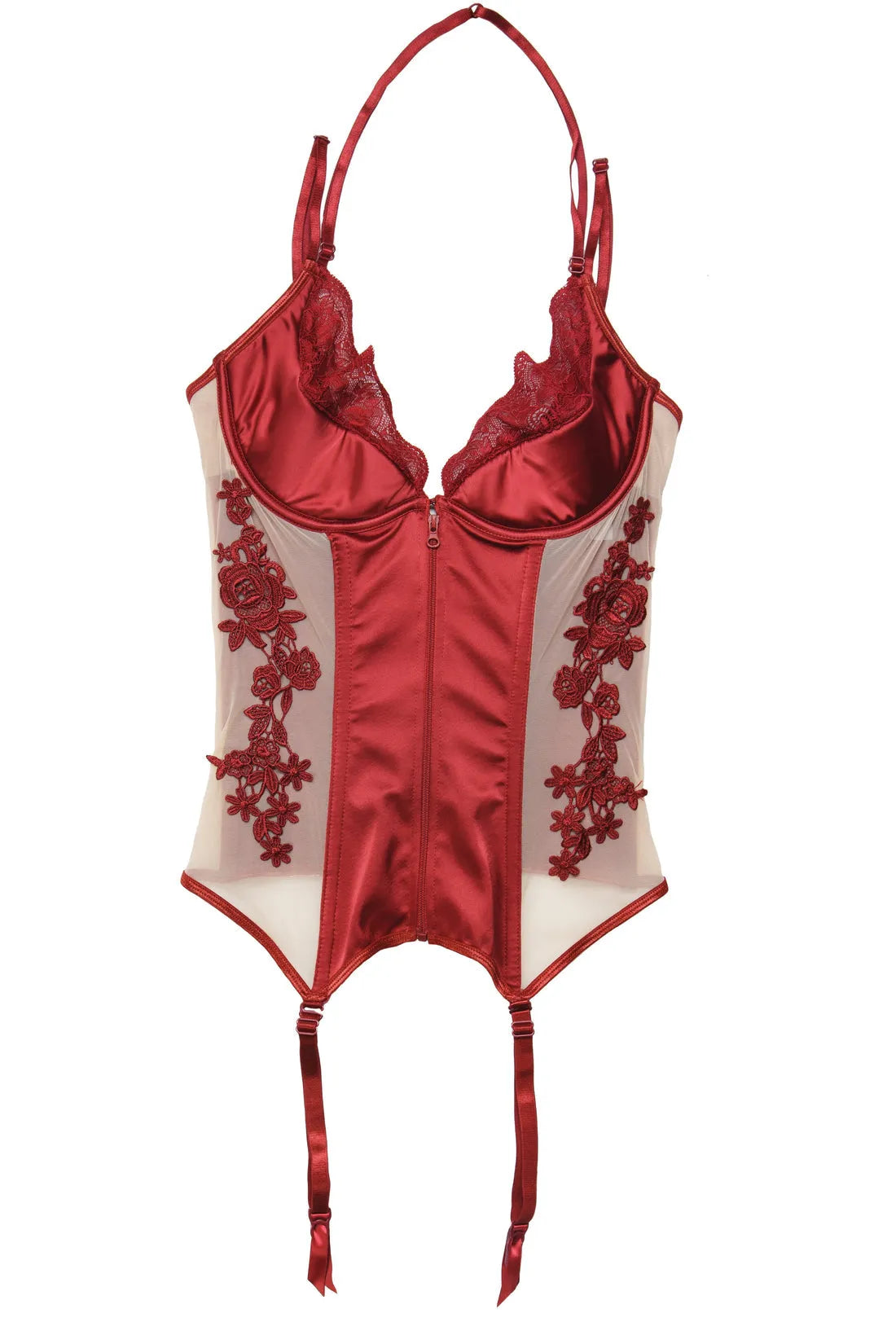 Coquette Diva Gorgeous Satin Merrywidow Bustier Lace Up Back Merlot Red-Rebel Romance