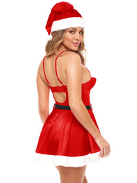 Holiday Vixen Marabou Chemise with Santa Hat