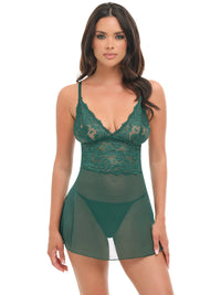 Alessia Sheer Babydoll Set Rain Forest Green