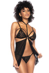 Mapale Two-in-One Babydoll and Teddy Black-Rebel Romance