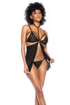 Mapale Two-in-One Babydoll and Teddy Black-Rebel Romance