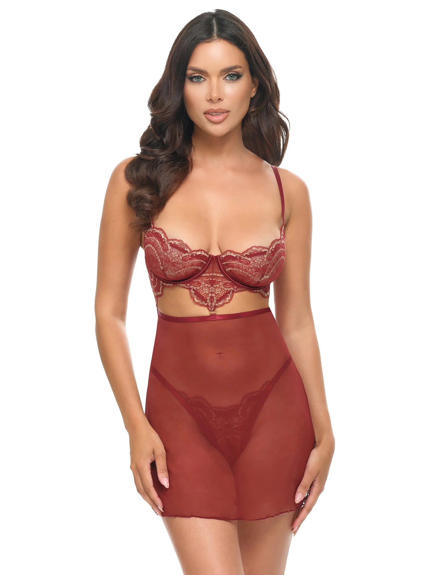 Arielle Sheer Lace Babydoll