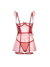 Darcy Open Cup Sheer Babydoll Red