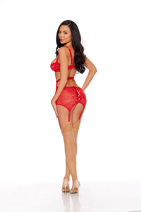 Escante Scarlet Lace-up Demi Bra Set
